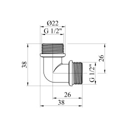 Кутник Karro 1/2" ЗЗ нікельований KR-3212 Кутник Karro 1/2" ЗЗ нікельований KR-3212