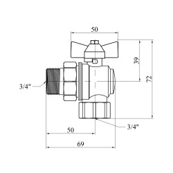 Кран-американка кульовий кутовий Valves 3/4" PN30