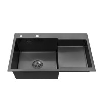 Кухонна мийка Kroner KRP Schwarze - 7848LHM PVD (3.0/1.0 мм)