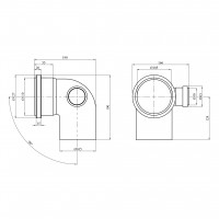 Коліно двоплощинне для внутрішньої каналізації Baux 110х90° з відведенням 50 мм, вправо