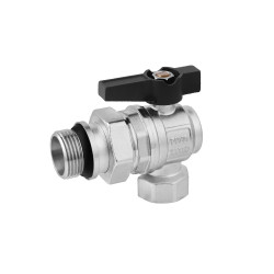 Кран-американка кульовий кутовий з антипротіканням Karro "Uno Black" 1" ВЗ PN40 метелик