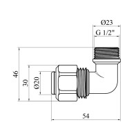 Коліно металопластикове Karro 20х1/2" РЗ нікельоване KR-0611 Коліно металопластикове Karro 20х1/2" РЗ нікельоване KR-0611