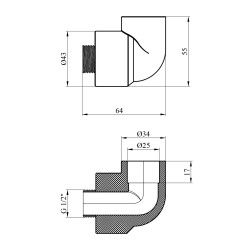 Коліно PPR Baux 25х1/2" РЗ Коліно PPR Baux 25х1/2" РЗ