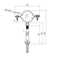 Хомут зі шпилькою в зборі Karro 1 1/4" 38-43 мм металевий Хомут зі шпилькою в зборі Karro 1 1/4" 38-43 мм металевий