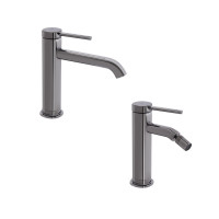 Комплект для умивальника+біде Qtap Robin Black Chrome: Змішувач для раковини QTROB1060M102K + Змішувач для біде QTROB2060102K