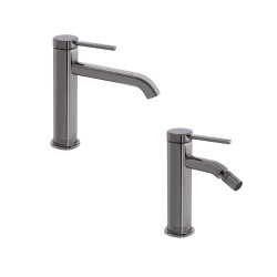 Комплект для умивальника+біде Qtap Robin Black Chrome: Змішувач для раковини QTROB1060M102K + Змішувач для біде QTROB2060102K