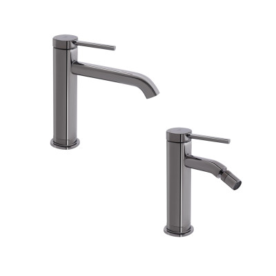 Комплект для умивальника+біде Qtap Robin Black Chrome: Змішувач для раковини QTROB1060M102K + Змішувач для біде QTROB2060102K