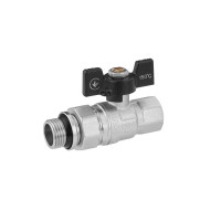 Кран-американка кульовий прямий Kroner 1/2" ВЗ PN40 метелик, нікельований