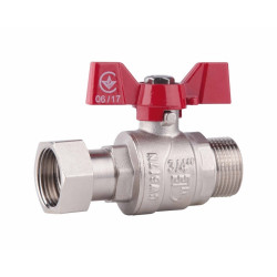 Кран кульовий 1/2" внутрішня * 1/2" зовнішня з накидною гайкою прямий Forte