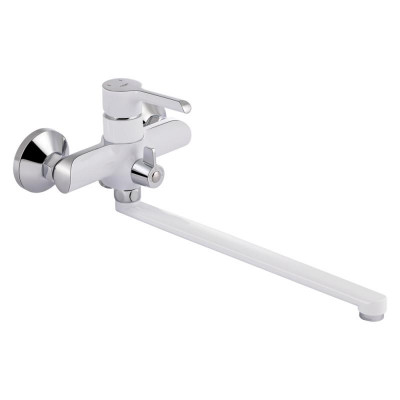 Змішувач для ванни Grand 005 довгий вилив White (k35) Qtap