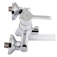 Змішувач для ванни Grand 005 довгий вилив White (k35) Qtap