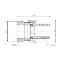 Американка 1/2" пряма хромована Forte