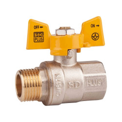 Кран кульовий SD Plus 1\2" ВЗ для газу (метелик) SD607NG15PN40