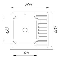 Мийка кухонна UA 60*60 L Polish 0,4мм
