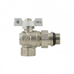 Кран кульовий з американкою 3/4" кутовий RAFTEC WRBS-2 посилений білий метелик