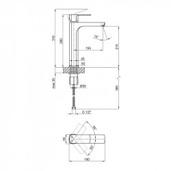 Змішувач для раковини Qtap Lipno високий QTLIPNO10H23101G Graphite