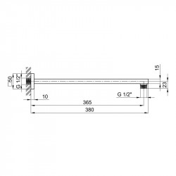 Кронштейн для верхнього душу Qtap Trubice 400 мм прямокутний QTTRB400NB1 Black Matt