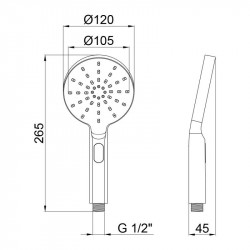 Лійка для ручного душу Qtap Rucni 120 мм округла QTRUCA121O3PCC Chrome