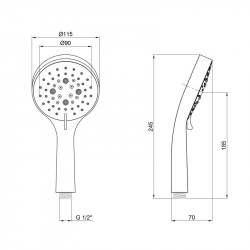 Лійка для ручного душу Qtap Rucni 115 мм округла QTRUCA115O3PCW Chrome/White