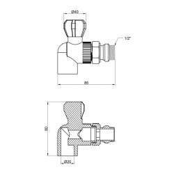Кран кульовий радіаторний PPR Thermo Alliance 20х1\2" кутовий