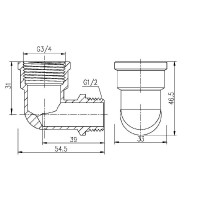 Коліно 3/4" внутрішня * 1/2" зовнішня Forte