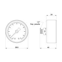 Манометр Icma 1/4" 0-10 бар, заднє підключення №243