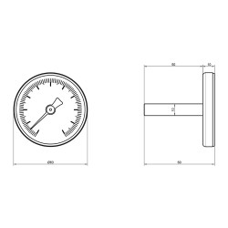 Термометр SD Plus 120?C 63 мм 1/2", заднє підмикання SD17440MM