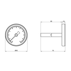 Термометр SD Plus 120?C 63 мм 1/2", заднє підмикання SD17450MM
