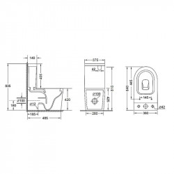 Унітаз-компакт Qtap Stork безобідковий з сідінням Soft-close QT15222178W