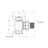 Кран кульовий Icma FAR. ROSSA 1" кутовий №361