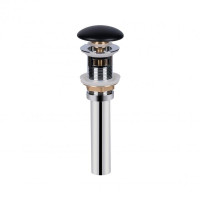 Донний клапан для раковини Qtap PU03O 70х70х227.5 Matt black з переливом