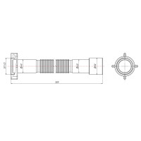 Гнучка труба Lidz (WHI) 60 01 G002 00 з накидною гайкою 1 1/2" довжина 600 мм