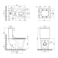 Унітаз-компакт Qtap Kalao безобідковий з сідінням Soft-close QT08221213AW