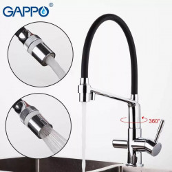 Змішувач для кухонної мийки Gappo G4398-7 латунь/силіконовий вилив/ підключка осмосу/ два режими аерації