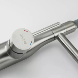 Змішувач для кухонної мийки Gappo G4398-55 нержавійка/силіконовий вилив/ два режими аерації