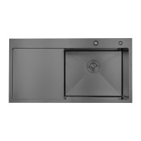 Мийка для кухні інтегрована Lidz Handmade H7849BL крило ліворуч (LDH6545BPVD43623) Brushed Black PVD 3,0/1,0 мм