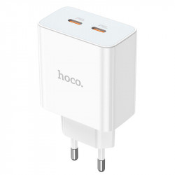 Адаптер мережевий HOCO Leader dual port (2C) charger C108A |2Type-C, 35W/3A, PD/QC|