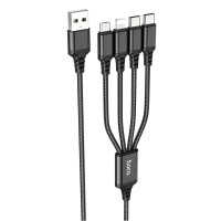 Кабель Hoco Combo 4-in-1 2type-C+Lightning + Micro USB Super charging cable X76 |1M, 2A|